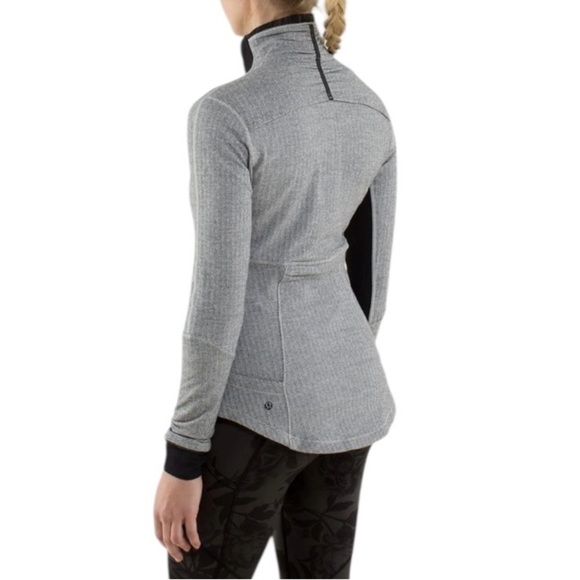 Lululemon Base Runner Pullover Jacket Herringbone White Gray With Black Size 4 - Picture 2 of 14